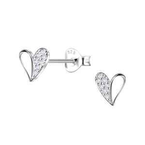 Silver Heart Stud Earrings - 24431