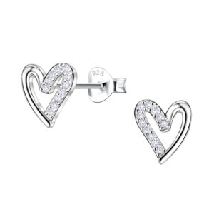 Silver Heart Stud Earrings - 24432