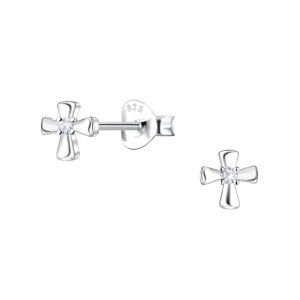 Silver Cross Stud Earrings - 24433