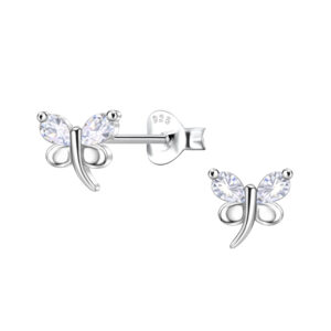 Silver Dragonfly Stud Earrings - 24484