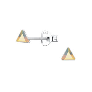 3mm Triangle Glass Silver Stud Earrings - 24727 3mm Triangle Glass Silver Stud Earrings - 24727