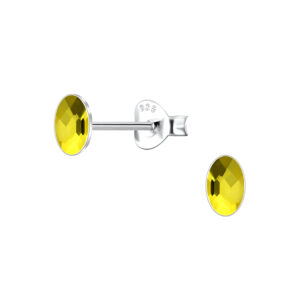3x5mm Oval Glass Silver Stud Earrings - 24733 3x5mm Oval Glass Silver Stud Earrings - 24733