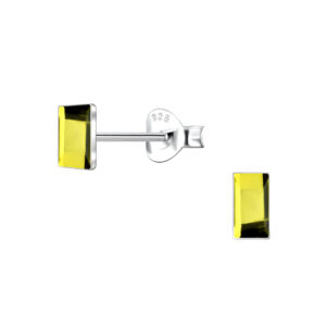 2x5mm Rectangle Glass Silver Stud Earrings - 24734 2x5mm Rectangle Glass Silver Stud Earrings - 24734