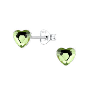 6mm Heart Glass Silver Stud Earrings - 24737