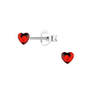 3mm Heart Glass Silver Stud Earrings - 24728 3mm Heart Glass Silver Stud Earrings - 24728