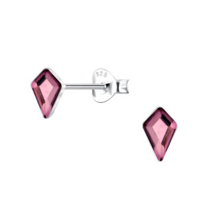 4x6mm Kite Shaped Glass Silver Stud Earrings - 24738 4x6mm Kite Shaped Glass Silver Stud Earrings - 24738