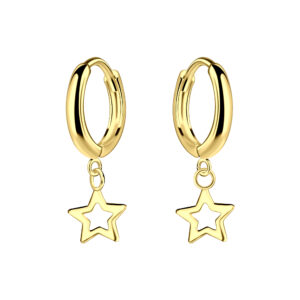 Silver Star Charm Huggie Earrings - 25138