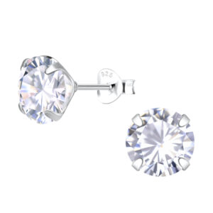 10mm Round Cubic Zirconia Silver Stud Earrings - 25279