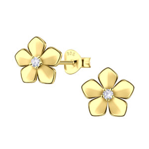 Silver Flower Stud Earrings - 23520