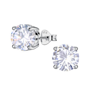 8mm Round Cubic Zirconia Silver Stud Earrings24052
